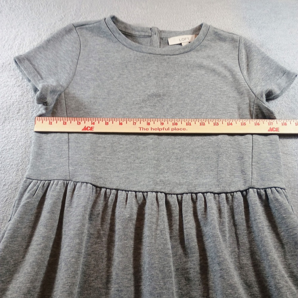 LOFT Women XS Sweatshirt Babydoll Dress Gray Short Sleeve French‎ Terry - Picture 2 of 8
